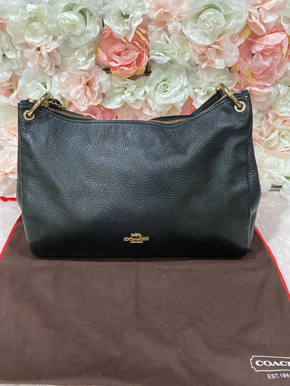 Coach Black Pebbled Leather Shoulder Bag